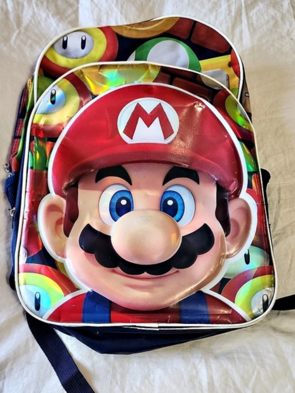 Nintendo Super Mario Bros. 3D Molded Face Backpack Blue & Red